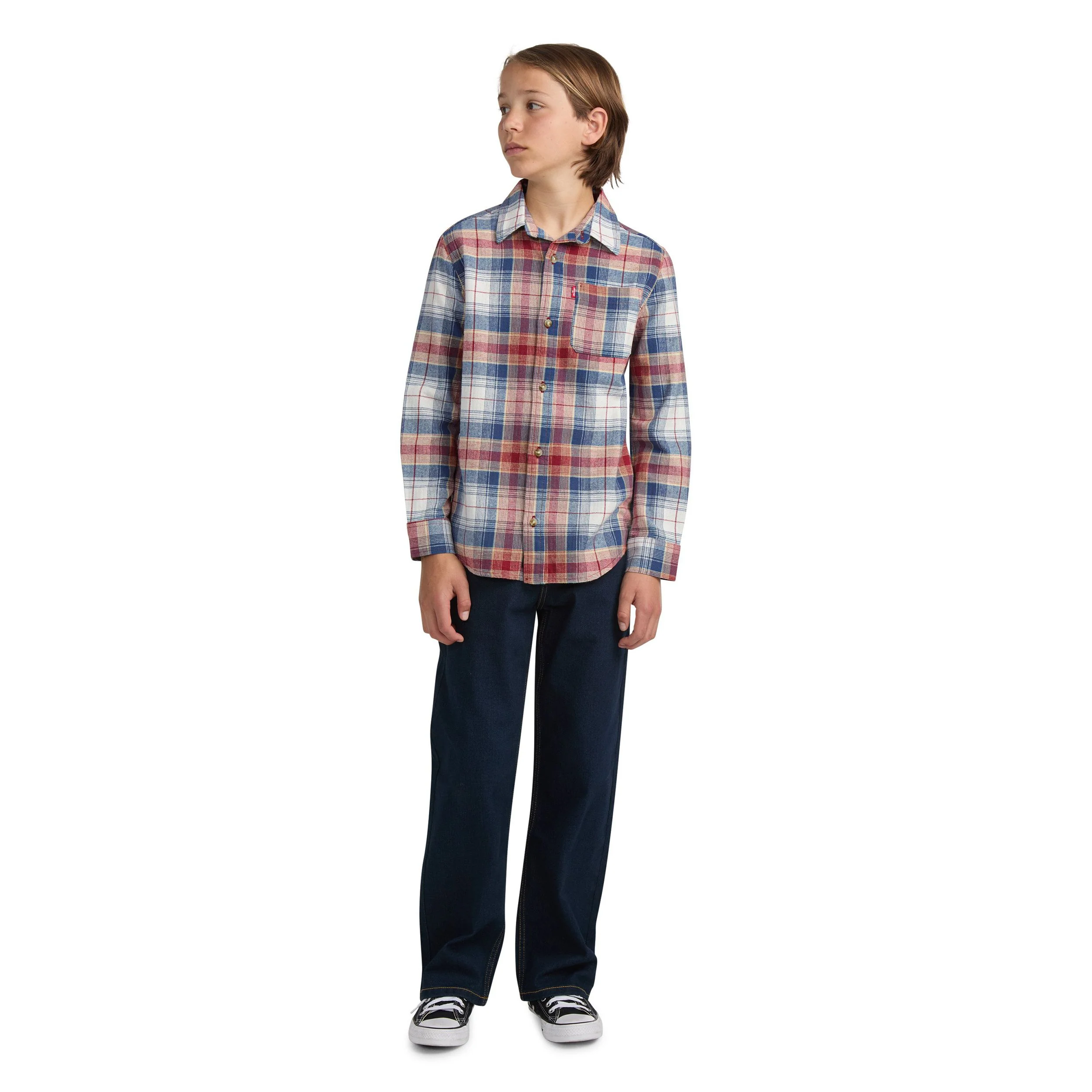 Indigo Plaid Twill Shirt (Big Kid) - Image 3